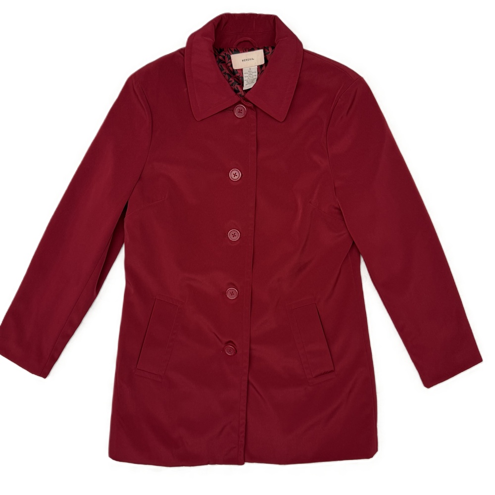Merona Red Notched Lapel Peacoat Blazer Back View‎ Jacket Size Small